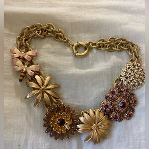 Dragonfly Flowers‎ Jeweled Statement Necklace